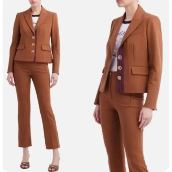 $700 Veronica Beard Sherman Dickey Brown Dark Ochre Academia Blazer Jacket Sz 10